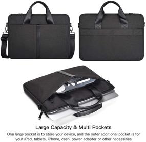 img 3 attached to High-Quality Black Laptop Shoulder Bag for 14-15 Inch Devices: HP Pavilion X360/Elitebook, Lenovo Yoga C940 C740, ASUS Chromebook, Dell Inspiron - Ideal for Men and Women!