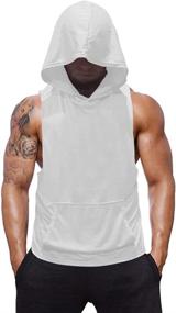 img 4 attached to 👕 Sleeveless Hoodie Fitness Vest for Men - SZKANI Bodybuilding Stringers Workout Tank Tops