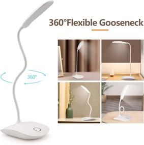 img 3 attached to 💡 White Cordless LED Desk Lamp - Energy-Saving, Eye-Caring Touch Switch, 3-Level Brightness, Flexible Gooseneck, 1200mAh Rechargeable Battery - Portable USB Lamp for Office or Outdoor Use