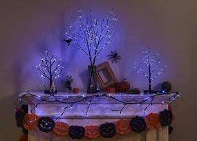 img 1 attached to 🎃 LITBLOOM Lighted Halloween Tree Branches with Timer - Battery Operated 32IN 100L Purple Fairy Lights - Black Branches for Indoor/Outdoor Home Halloween Party Decoration