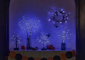 img 2 attached to 🎃 LITBLOOM Lighted Halloween Tree Branches with Timer - Battery Operated 32IN 100L Purple Fairy Lights - Black Branches for Indoor/Outdoor Home Halloween Party Decoration