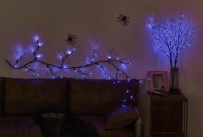 img 3 attached to 🎃 LITBLOOM Lighted Halloween Tree Branches with Timer - Battery Operated 32IN 100L Purple Fairy Lights - Black Branches for Indoor/Outdoor Home Halloween Party Decoration