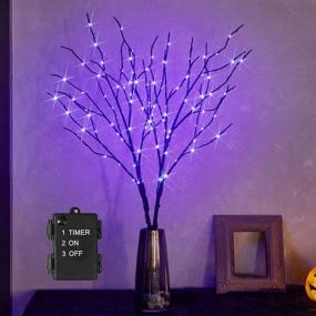 img 4 attached to 🎃 LITBLOOM Lighted Halloween Tree Branches with Timer - Battery Operated 32IN 100L Purple Fairy Lights - Black Branches for Indoor/Outdoor Home Halloween Party Decoration