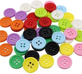 img 2 attached to 🌈 AKOAK 50 Pcs/Set 20mm DIY Button: Vibrant Candy Colors for Kids' Clothing and Work Clothes (White)