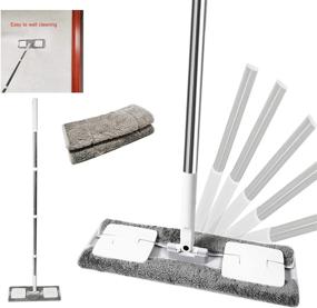 img 4 attached to 🧼 EZ SPARES Microfiber Hardwood Floor Mop with Washable Pads, Stainless Steel Handle and Extension – Ideal for Home and Office Tile Cleaning, Wet or Dry Floors (Gray)