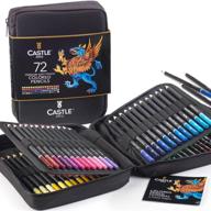 🖍️ castle art supplies 72 colored pencils set - premium soft core leads for artists and professionals, inclusive zipper case логотип