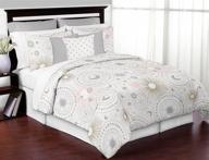 🌙 kids full/queen bedding comforter set - sweet jojo designs blush pink, gold, grey & white celestial star and moon theme - 3 piece logo