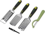 🔪 htb 4 pack stainless steel grater and peeler set - multifunction cheese, butter, fruit, ginger, garlic graters & razor sharp kitchen vegetable peeler logo