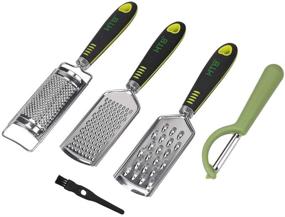 img 4 attached to 🔪 HTB 4 Pack Stainless Steel Grater and Peeler Set - Multifunction Cheese, Butter, Fruit, Ginger, Garlic Graters & Razor Sharp Kitchen Vegetable Peeler