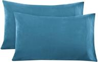 🛏️ phf silky soft microfiber pillowcases queen size, 2 pack - breathable and cozy bedding pillowcase set for luxury hotels - teal (20"x30") logo