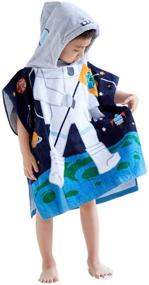 img 3 attached to 🦈 InsHere Суперпоглощающее и мягкое хлопковое полотенце с капюшоном для малышей с милым мультяшным дизайном - идеально подходит для душа, пляжей и веселых приключений (акула и астронавт)