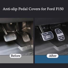 img 3 attached to 🚗 Jaronx No Drill Pedal Covers for Ford F150 2019-2020 / Raptor 2019-2020: Anti-Slip Aluminum Alloy Pedals