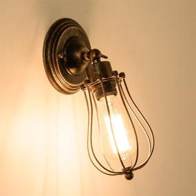 img 3 attached to Industrial Antique Oil Rubbed Mini Wire Long Cage Wall Lamp - Vintage Wall Sconce by Moonkist in Oil Rubbed Bronze