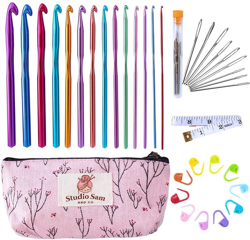 103 PCS Crochet Kit With Crochet Hooks Yarn Set, Premium Bundle Includes  2180 Yards Acrylic Yarn Skeins Balls, Needles, Accessories 