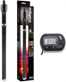 img 1 attached to 🐠 Efficient ViaAqua 300-Watt Quartz Glass Submersible Heater: Aquarium Thermometer & Suction Cup Combo