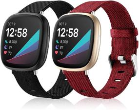 img 4 attached to Maledan Compatible With Fitbit Sense And Versa 3 Bands For Women Men Soft Woven Fabric Band Replacement Wristbands Accessories Watch Strap For Versa 3/Sense Smartwatch