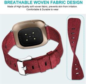 img 3 attached to Maledan Compatible With Fitbit Sense And Versa 3 Bands For Women Men Soft Woven Fabric Band Replacement Wristbands Accessories Watch Strap For Versa 3/Sense Smartwatch