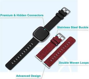 img 1 attached to Maledan Compatible With Fitbit Sense And Versa 3 Bands For Women Men Soft Woven Fabric Band Replacement Wristbands Accessories Watch Strap For Versa 3/Sense Smartwatch