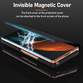 img 2 attached to 📱 CENMASO Galaxy Fold 2 Case - Magnetic Leather Flip Wallet Protective Cover | 2020 Samsung Galaxy Fold 2 | Black