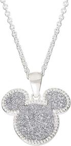 img 4 attached to Sparkling Disney Mickey Mouse or Minnie Mouse Silver Plated Glitter Pendant Necklace - Add a touch of Disney magic to your style!