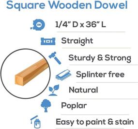 img 1 attached to 🪵 Woodpeckers Wood Square Dowel Rods 1/4-inch x 36 Pack of 10 - Craft Sticks for Woodworking and Crafts