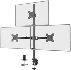img 4 attached to WALI Triple LCD Monitor Desk Mount – Adjustable Stand for 3 Screens up to 27 inch, 22 lbs. Weight Capacity per Arm (M003), Black
