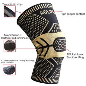 img 3 attached to Copper Knee Brace Sleeve with Side Stabilizers and Silicone Patella Gel Pad - Medium Size, ideal for Meniscus Tear, Arthritis, ACL, Jogging, Workouts, Sports and Running Rehabilitation - 1 pack (Black)