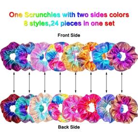 img 3 attached to 🌈 24-Piece Rainbow Colored Shiny Metallic Hair Scrunchies Set for Women and Girls - Elastic Hair Bands, Scrunchy Hair Ties, Ropes - Fashionable Hair Accessories