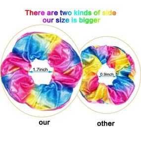 img 1 attached to 🌈 24-Piece Rainbow Colored Shiny Metallic Hair Scrunchies Set for Women and Girls - Elastic Hair Bands, Scrunchy Hair Ties, Ropes - Fashionable Hair Accessories