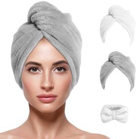 img 4 attached to TuXHui Microfiber Hair Towel Wraps for Women, Ultra Absorbent Anti-Frizz Hair Drying Towels - Quick Dry Hair Turbans for Drying Curly, Long, and Thick Hair