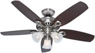 💡 hunter builder 52106 indoor ceiling fan with led light and pull chain control, 42-inch, in brushed nickel finish logo