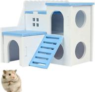 wooden hamster house hideout hut – ideal rat hideaway & exercise toy for small animals such as dwarf hamsters and mice logo