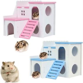 img 2 attached to Wooden Hamster House Hideout Hut – Ideal Rat Hideaway & Exercise Toy for Small Animals such as Dwarf Hamsters and Mice