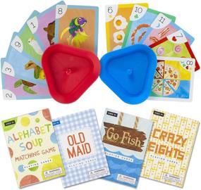 img 4 attached to 🃏 Imagination Generation Set: 4 Classic Children's Card Games + Hands-Free Holders - Old Maid, Go Fish!, Crazy Eights & Alphabet Soup Matching Game