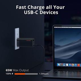 img 3 attached to iFMARS Быстрая зарядка USB C 65W - Складной зарядник GaN с 3 портами и 6 футовым кабелем для зарядки, адаптер питания для MacBook Pro/Air, ноутбуков с USB-C, Dell XPS 13, Galaxy S20, iPad Pro, Nintendo Switch - Зарядное устройство PD/QC 3.0 с возможностью подключения к настенной розетке.