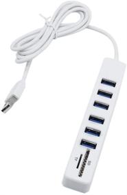 img 4 attached to 🔌 White 6 Ports USB 2.0 High Speed Multi USB Hub Splitter with TF SD Card Reader - All in One PC Computer Accessories