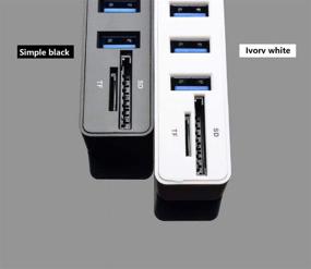 img 3 attached to 🔌 White 6 Ports USB 2.0 High Speed Multi USB Hub Splitter with TF SD Card Reader - All in One PC Computer Accessories