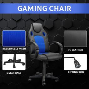 img 2 attached to Blue Gaming Chair - Dvenger Office Desk Chairs for Teens, Adults and Gamers on Clearance