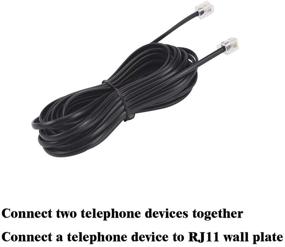 img 2 attached to 📞 2 Pack 15FT Black Telephone Extension Cord Cable with RJ11 6P4C Plugs - Includes Cable Clips - Landline Phone Line Wire