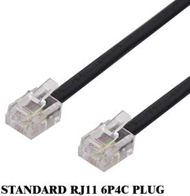 img 3 attached to 📞 2 Pack 15FT Black Telephone Extension Cord Cable with RJ11 6P4C Plugs - Includes Cable Clips - Landline Phone Line Wire