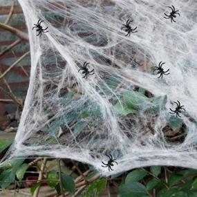 img 1 attached to AOSTAR Halloween Stretch Spider Webs: Indoor & Outdoor 🕸️ Spooky Spider Webbing with 50 Fake Spiders for Enhanced Halloween Decorations