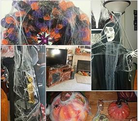 img 2 attached to AOSTAR Halloween Stretch Spider Webs: Indoor & Outdoor 🕸️ Spooky Spider Webbing with 50 Fake Spiders for Enhanced Halloween Decorations