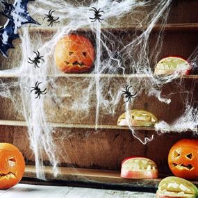 img 3 attached to AOSTAR Halloween Stretch Spider Webs: Indoor & Outdoor 🕸️ Spooky Spider Webbing with 50 Fake Spiders for Enhanced Halloween Decorations