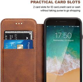 img 2 attached to 📱 iPhone 7/8/SE 2020 Flip Case with Wallet Card Holder, ONETOP Premium PU Leather Magnetic Closure Kickstand Protective Cover Case - Brown