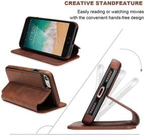 img 1 attached to 📱 iPhone 7/8/SE 2020 Flip Case with Wallet Card Holder, ONETOP Premium PU Leather Magnetic Closure Kickstand Protective Cover Case - Brown