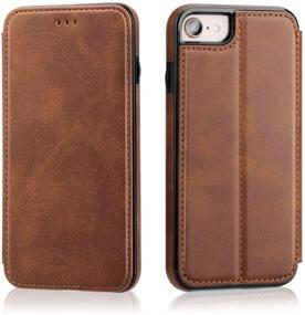 img 4 attached to 📱 iPhone 7/8/SE 2020 Flip Case with Wallet Card Holder, ONETOP Premium PU Leather Magnetic Closure Kickstand Protective Cover Case - Brown