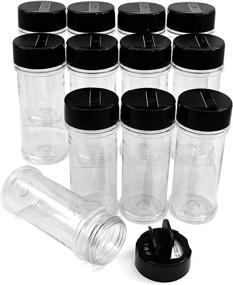 img 1 attached to 🌶️ ROYALHOUSE 12-Pack Plastic Spice Jars with Black Cap – Ideal Containers for Storing Spice, Herbs, and Powders – Lined Cap for Secure Storage – BPA-Free PET Material – Made in the USA