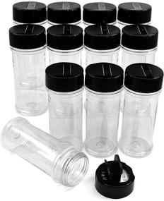 img 4 attached to 🌶️ ROYALHOUSE 12-Pack Plastic Spice Jars with Black Cap – Ideal Containers for Storing Spice, Herbs, and Powders – Lined Cap for Secure Storage – BPA-Free PET Material – Made in the USA