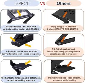 img 3 attached to Регулируемая подставка для ноутбука для стола - вентилируемый эргономичный лок отдыха с мышью-пад и вентилятор охлаждения - поднимающаяся высота - угловая наклон на складном столике для ноутбука на диване - антискользящий дизайн (черный)