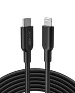 кабель anker powerline ii usb c - lightning (10фт) - сертифицированный mfi для iphone 13/12 pro max, поддержка power delivery, быстрая зарядка (черный) логотип